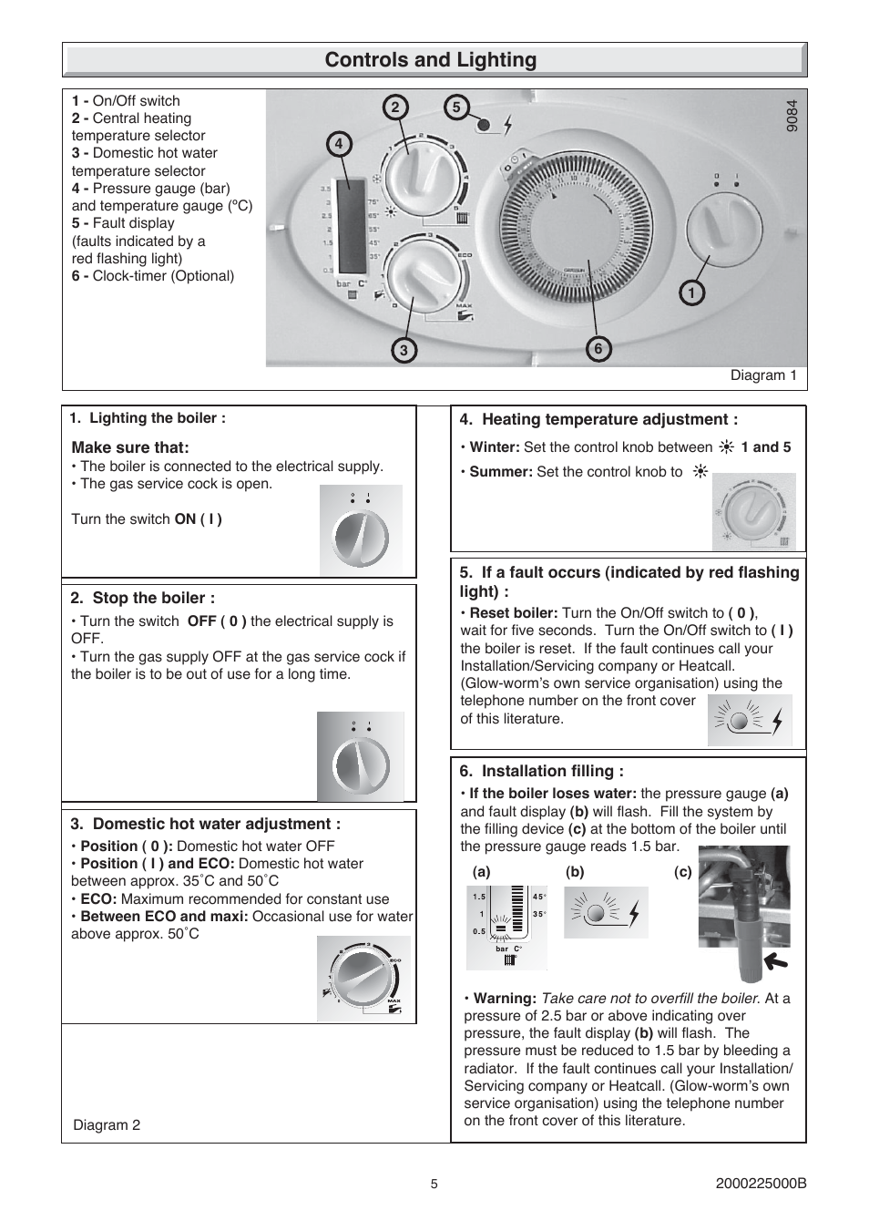 Controls and lighting | Glow-worm 23c User Manual | Page 5 / 44