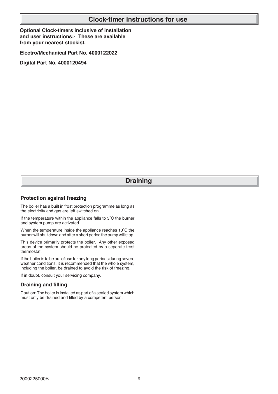 Clock-timer instructions for use draining | Glow-worm 23c User Manual | Page 6 / 44