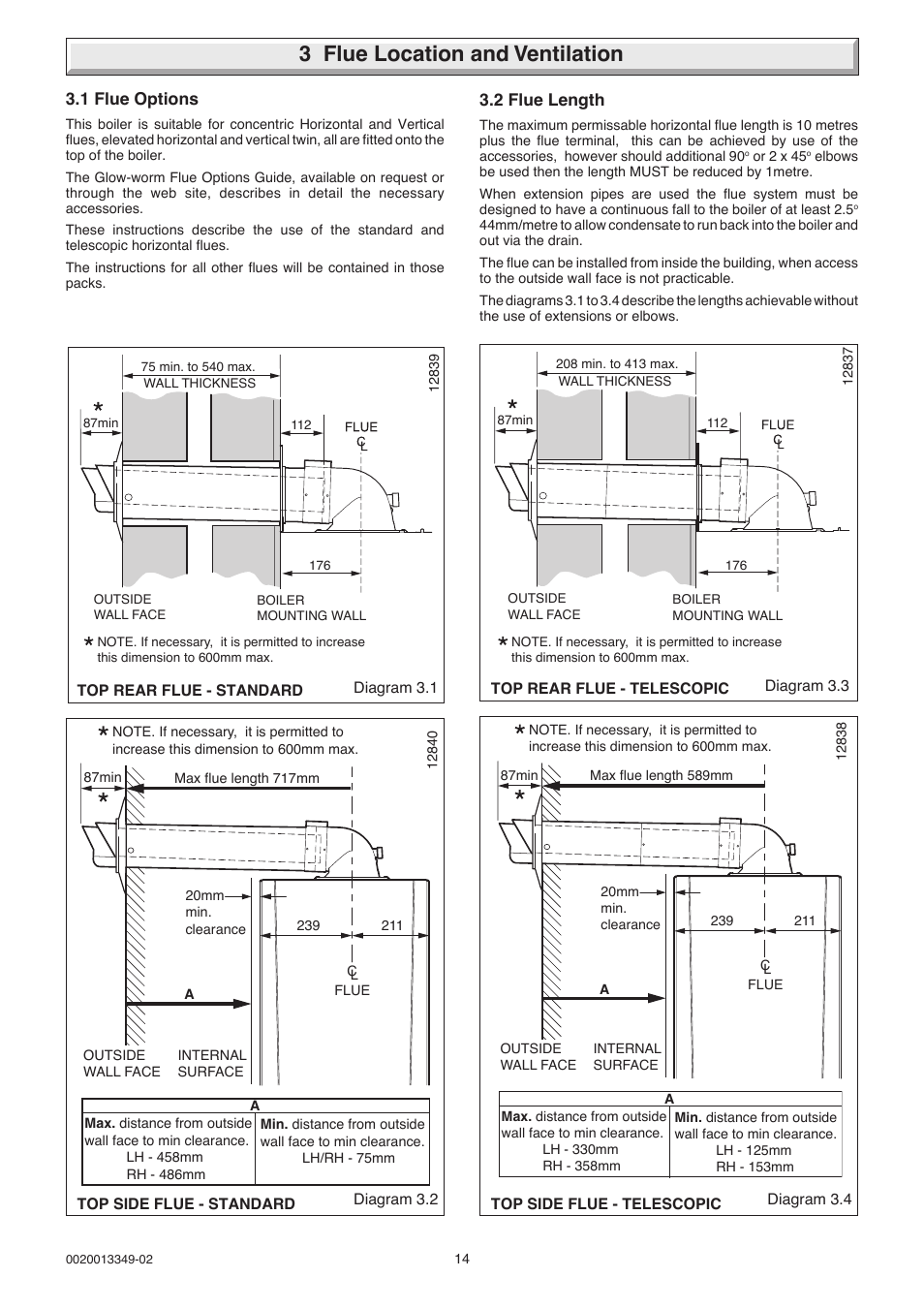 3 flue location and ventilation | Glow-worm 24-38CXI Range User Manual | Page 14 / 52