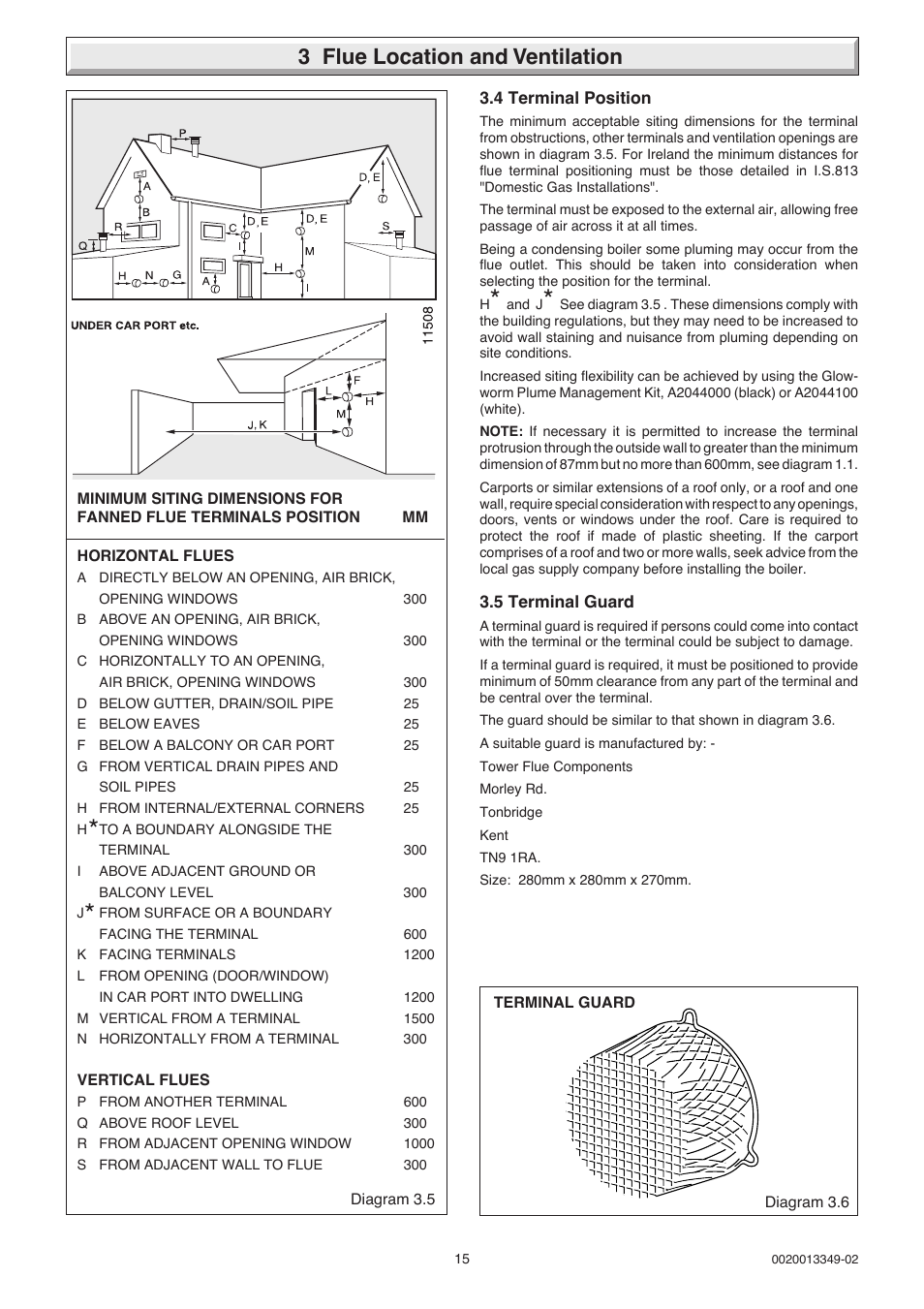 3 flue location and ventilation | Glow-worm 24-38CXI Range User Manual | Page 15 / 52