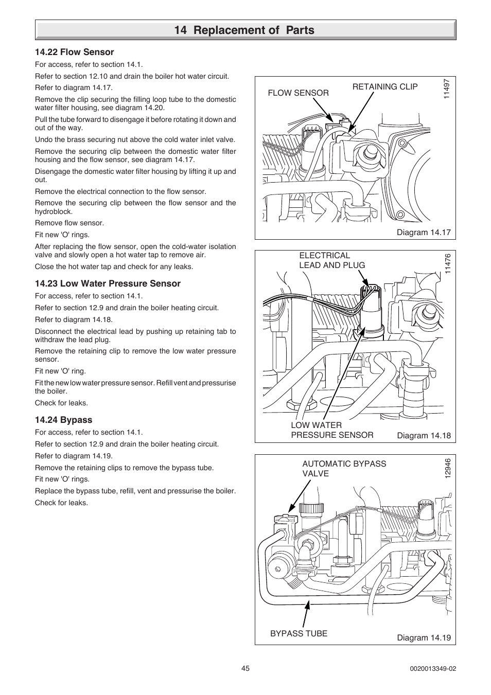 14 replacement of parts | Glow-worm 24-38CXI Range User Manual | Page 45 / 52