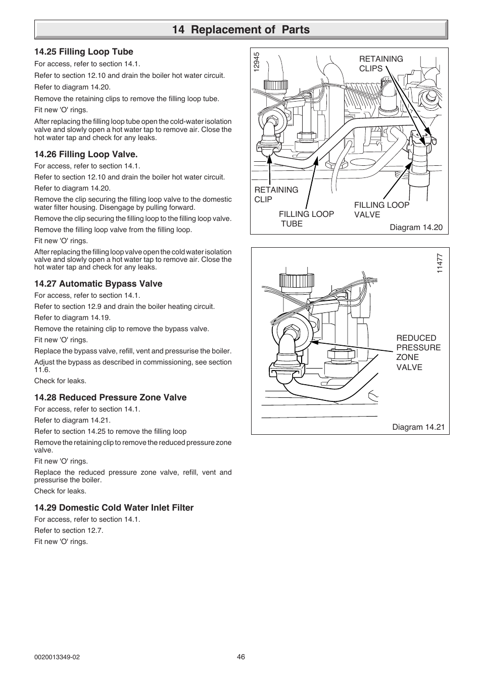 14 replacement of parts | Glow-worm 24-38CXI Range User Manual | Page 46 / 52