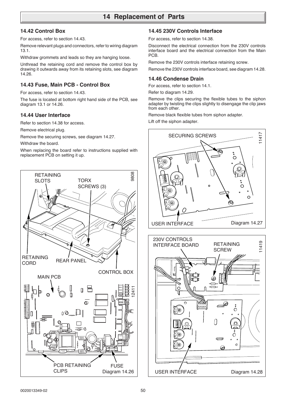 14 replacement of parts | Glow-worm 24-38CXI Range User Manual | Page 50 / 52