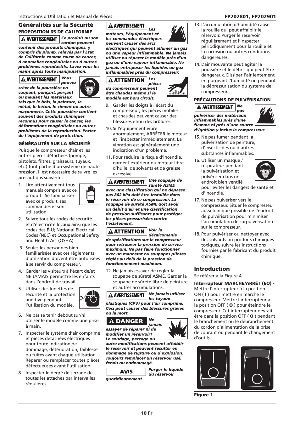 Généralités sur la sécurité, Introduction | Campbell Hausfeld IN614207AV User Manual | Page 10 / 24