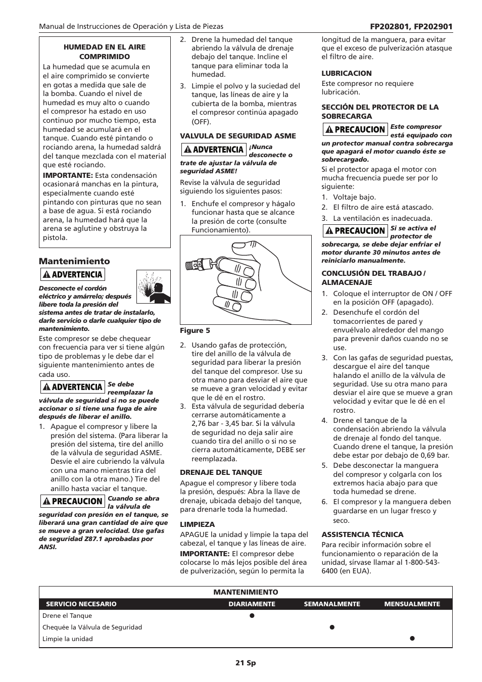 Mantenimiento | Campbell Hausfeld IN614207AV User Manual | Page 21 / 24