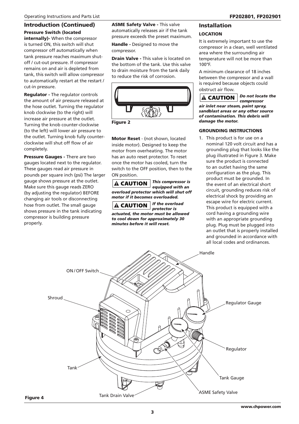 Introduction (continued), Installation | Campbell Hausfeld IN614207AV User Manual | Page 3 / 24