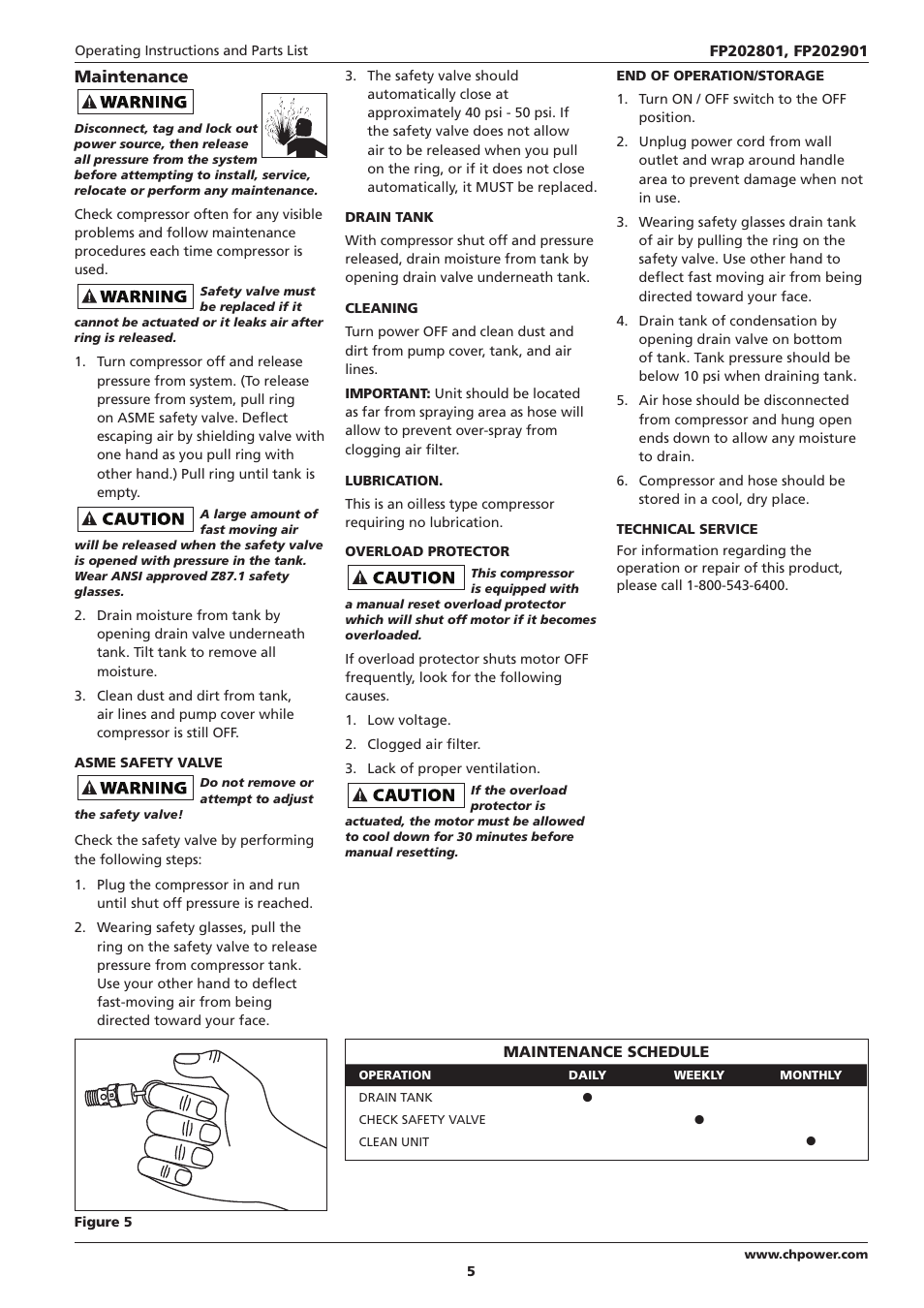 Maintenance | Campbell Hausfeld IN614207AV User Manual | Page 5 / 24