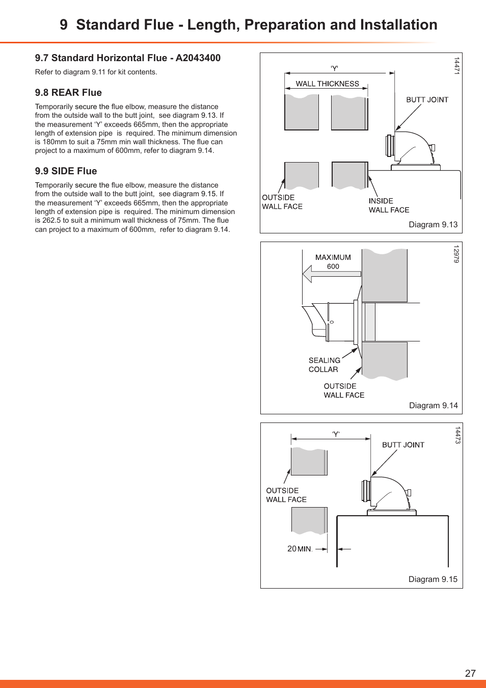 8 rear flue, 9 side flue | Glow-worm Betacom C User Manual | Page 27 / 68