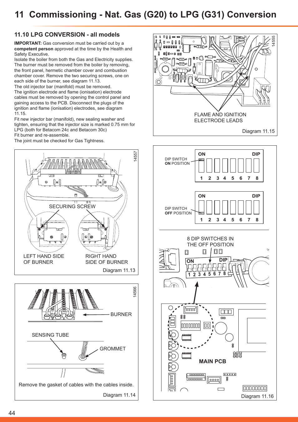 10 lpg conversion - all models | Glow-worm Betacom C User Manual | Page 44 / 68