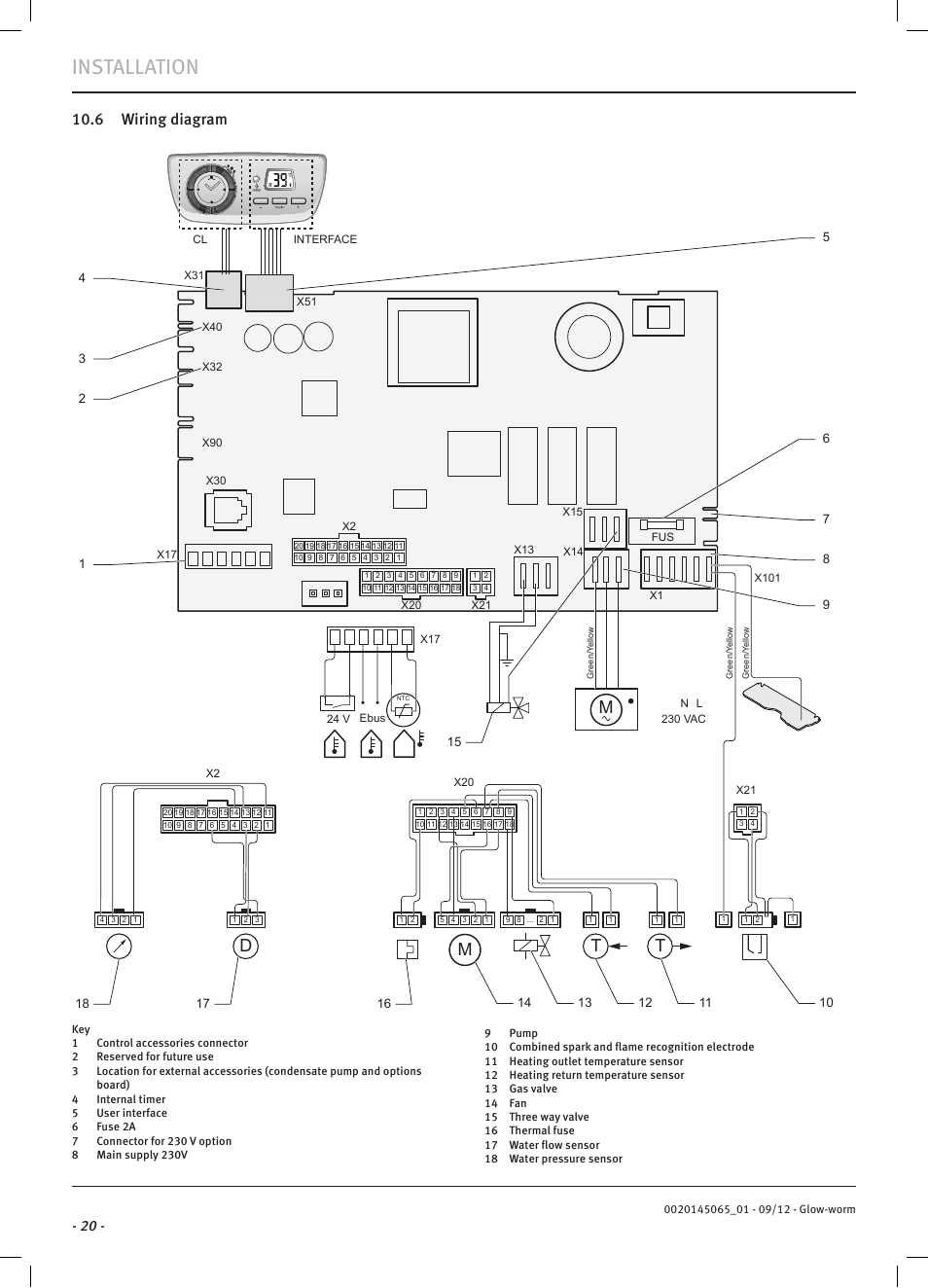 Installation, Dm t t, 6 wiring diagram | Glow-worm Betacom2 User Manual | Page 22 / 56
