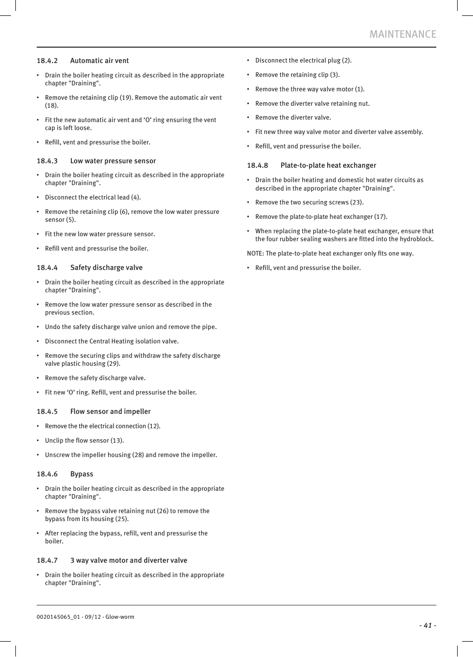 Maintenance | Glow-worm Betacom2 User Manual | Page 43 / 56