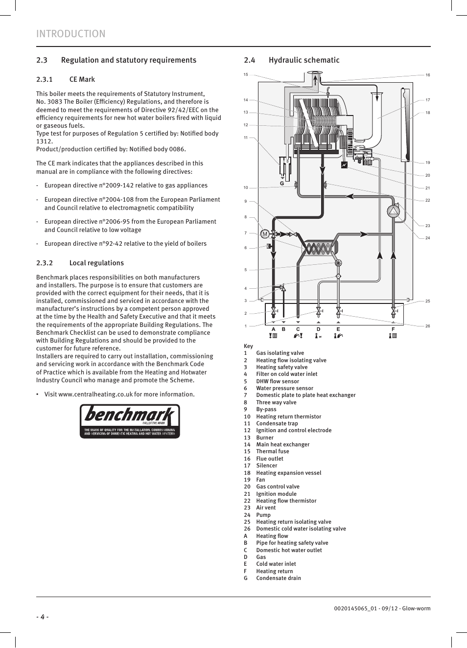 Introduction, 3 regulation and statutory requirements, 4 hydraulic schematic | Glow-worm Betacom2 User Manual | Page 6 / 56