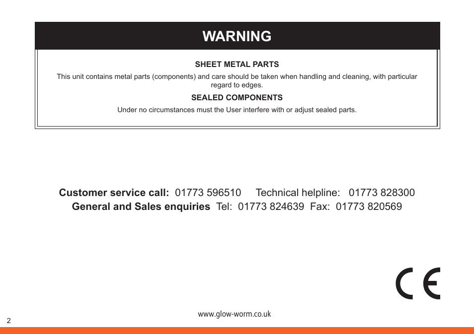 Warning | Glow-worm Clearly Heat Recovery User Manual | Page 2 / 20