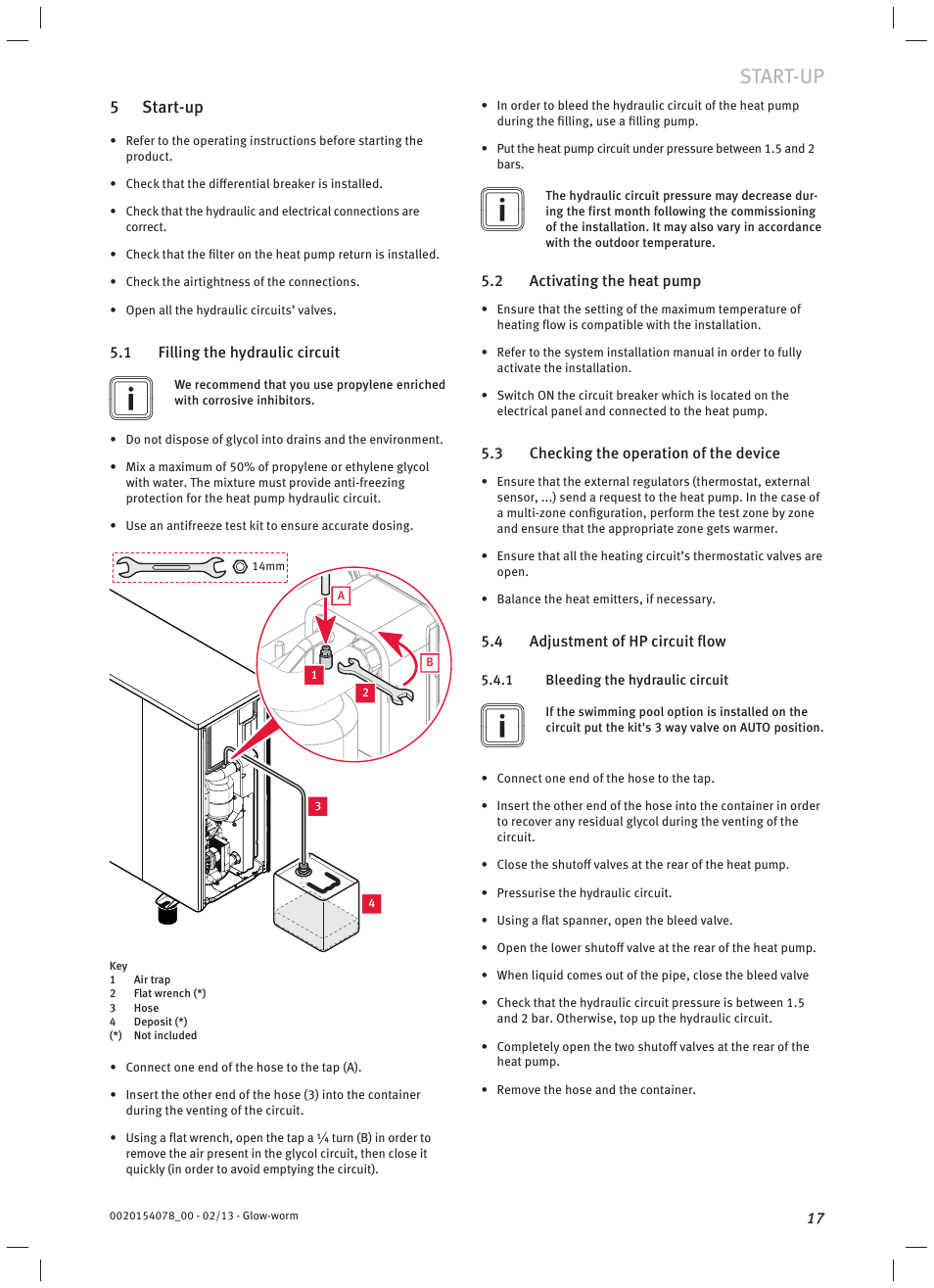 Start-up | Glow-worm Clearly Heat Pumps Envirosorb3 User Manual | Page 17 / 28