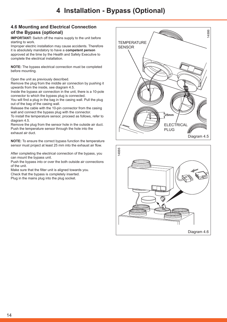 4 installation - bypass (optional) | Glow-worm Clearly Heat Recovery User Manual | Page 14 / 32