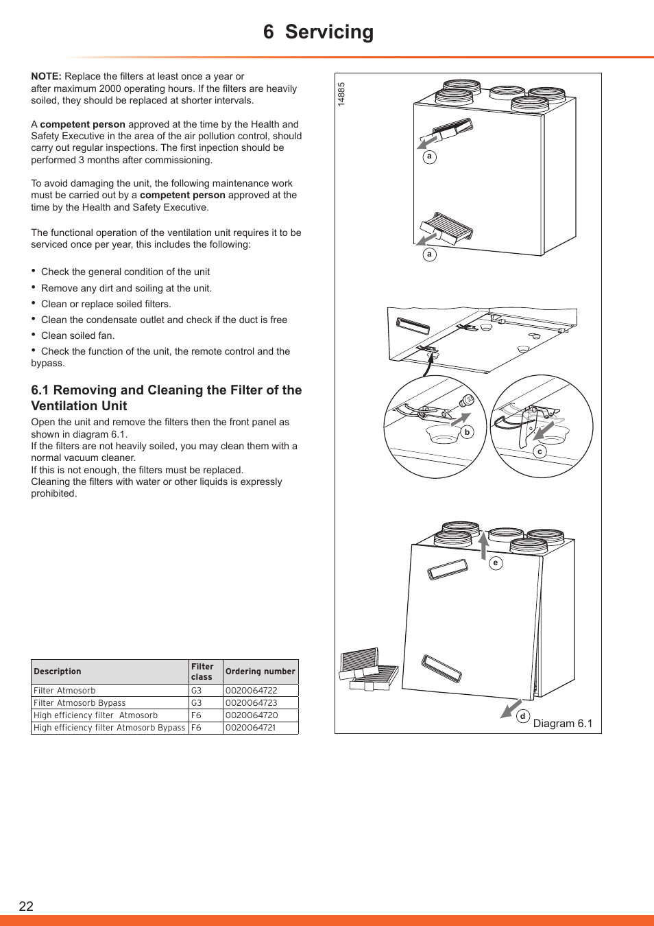 6 servicing | Glow-worm Clearly Heat Recovery User Manual | Page 22 / 32