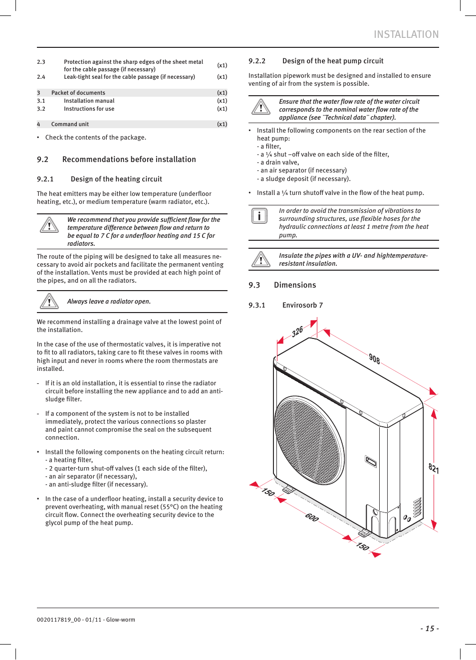 Installation | Glow-worm Clearly Heat Pumps Envirosorb2 User Manual | Page 17 / 44