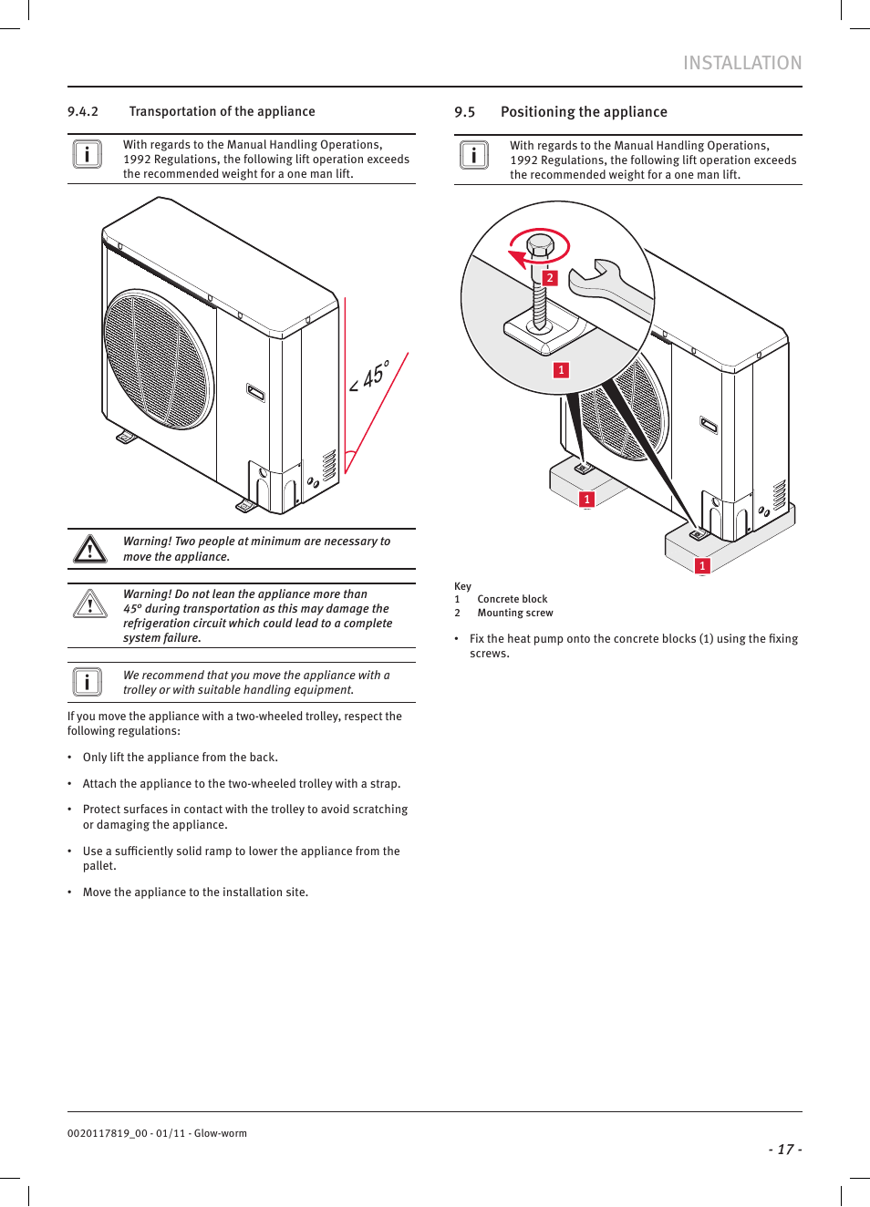 Installation | Glow-worm Clearly Heat Pumps Envirosorb2 User Manual | Page 19 / 44