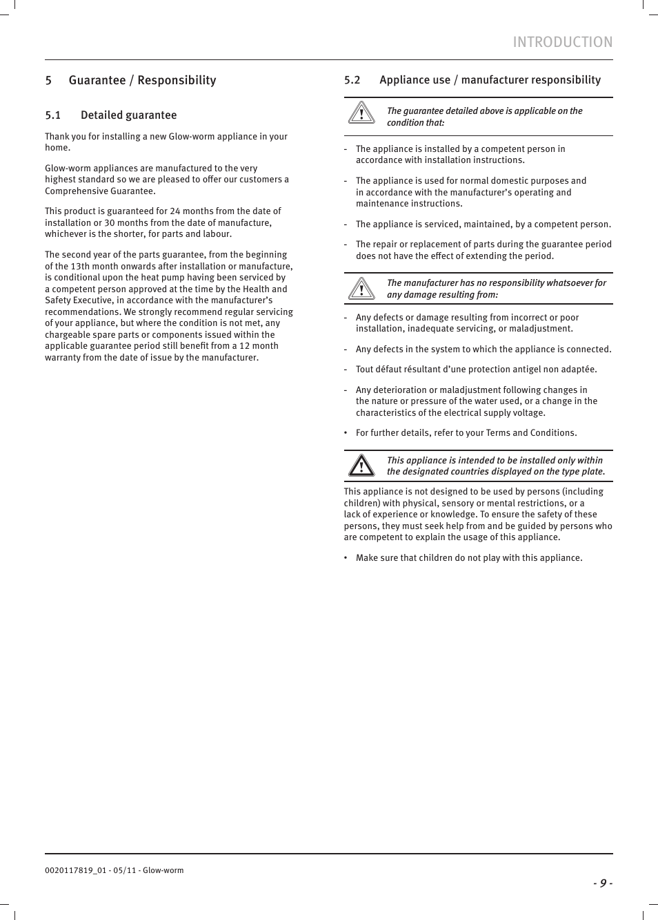 Introduction | Glow-worm Clearly Heat Pumps 14kW User Manual | Page 11 / 44