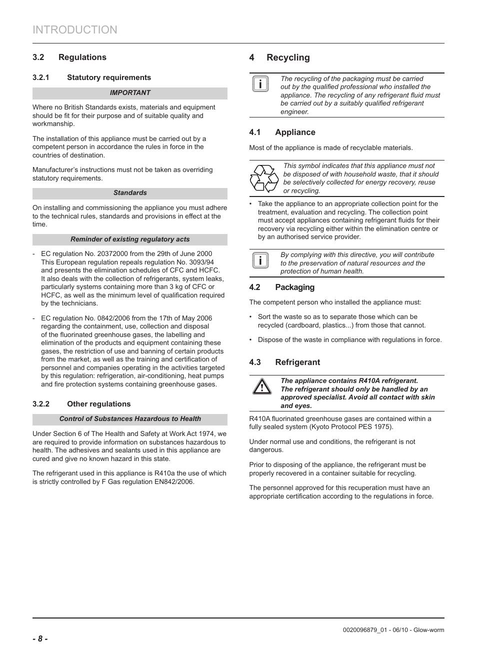 Introduction, 4 recycling | Glow-worm Clearly Heat Pumps 5kW User Manual | Page 10 / 28