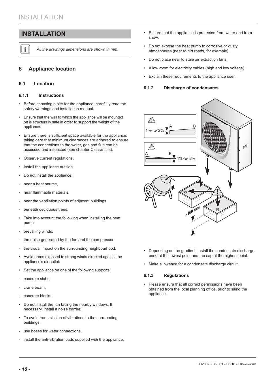 Installation, 6 appliance location | Glow-worm Clearly Heat Pumps 5kW User Manual | Page 12 / 28