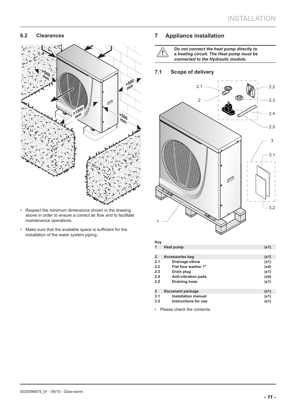 Installation, 7 appliance installation | Glow-worm Clearly Heat Pumps 5kW User Manual | Page 13 / 28