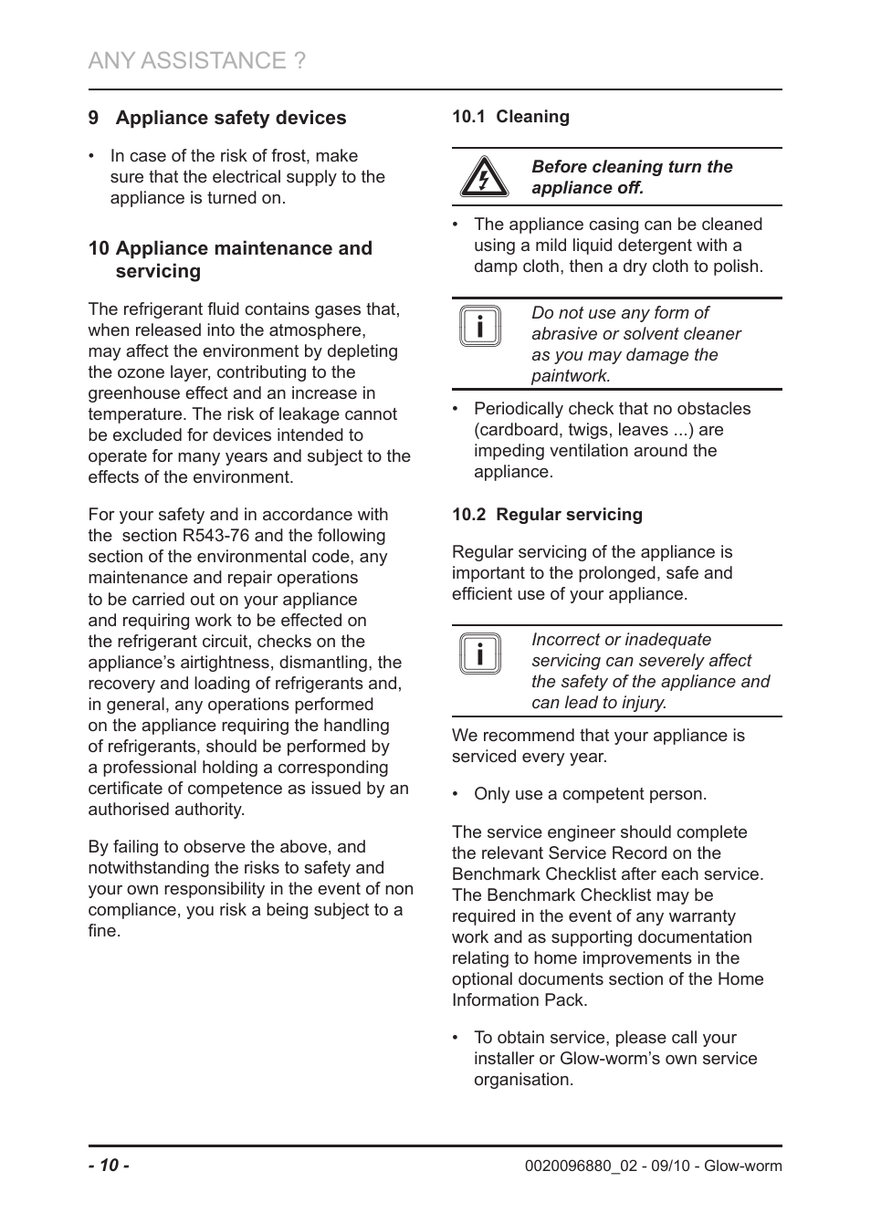 Any assistance | Glow-worm Clearly Heat Pump 5kW User Manual | Page 12 / 16