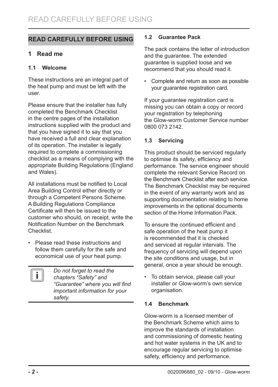 Read carefully before using | Glow-worm Clearly Heat Pump 5kW User Manual | Page 4 / 16