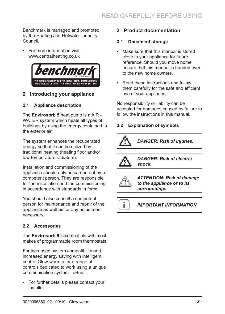 Read carefully before using | Glow-worm Clearly Heat Pump 5kW User Manual | Page 5 / 16