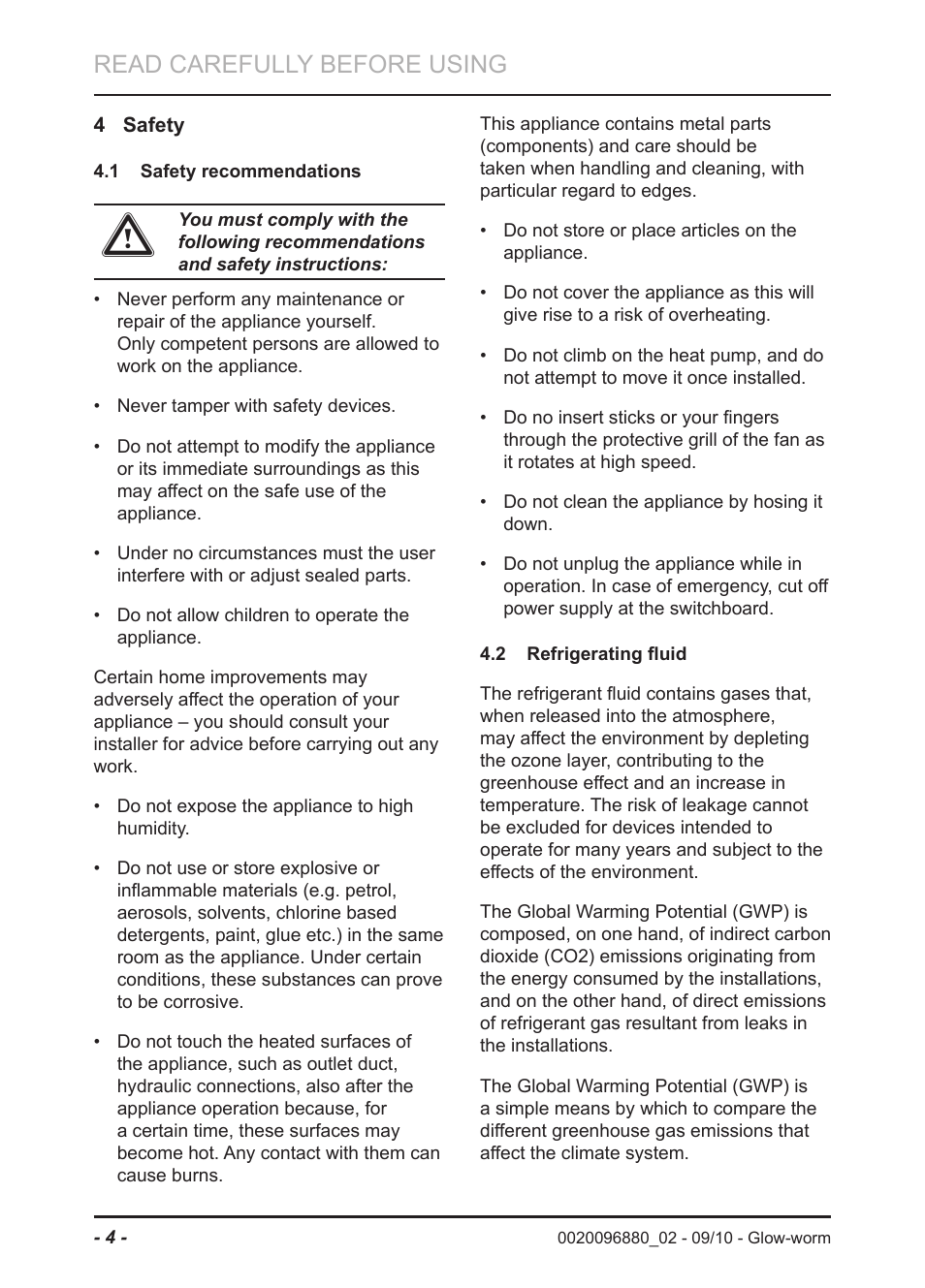 Read carefully before using | Glow-worm Clearly Heat Pump 5kW User Manual | Page 6 / 16