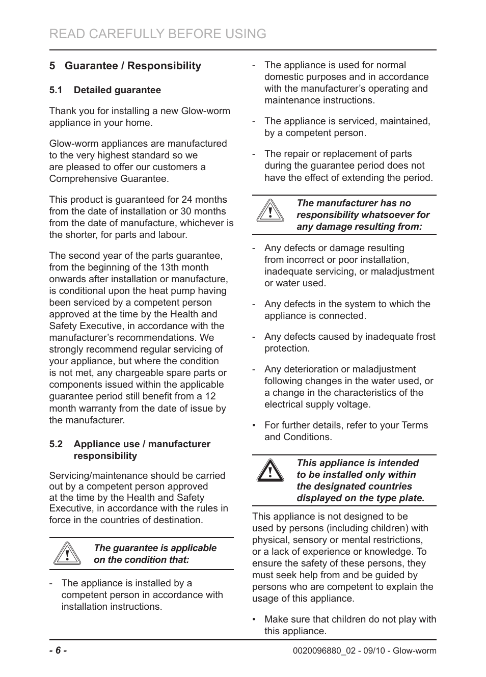 Read carefully before using | Glow-worm Clearly Heat Pump 5kW User Manual | Page 8 / 16