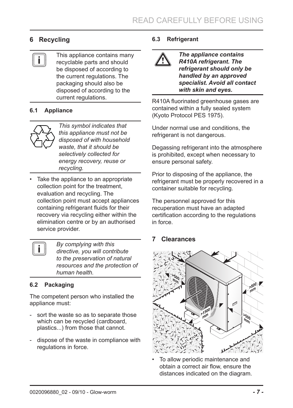 Read carefully before using | Glow-worm Clearly Heat Pump 5kW User Manual | Page 9 / 16