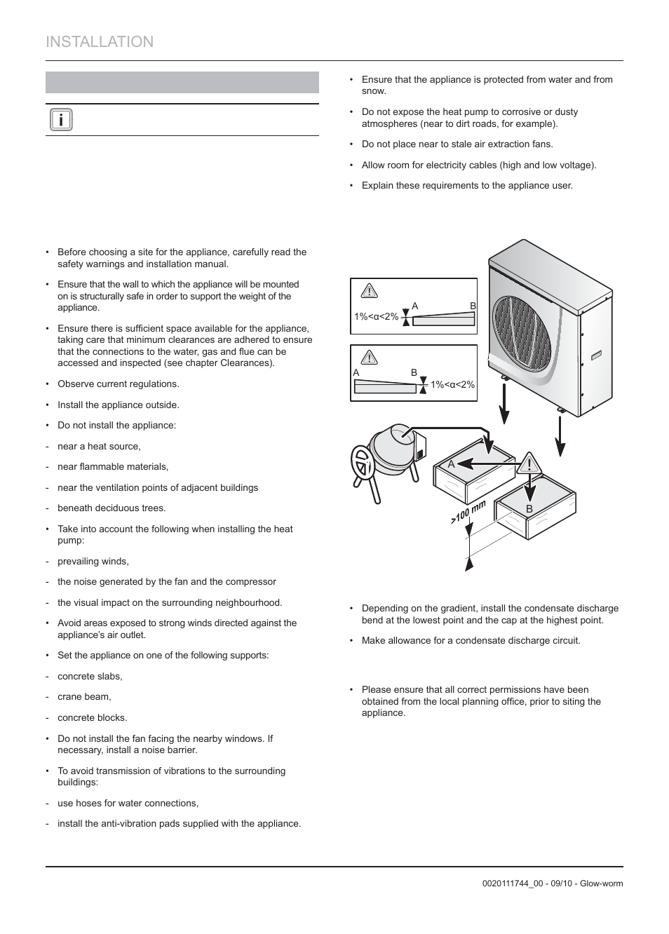 Installation, 6 appliance location | Glow-worm Clearly Heat Pump 5 kW User Manual | Page 12 / 32
