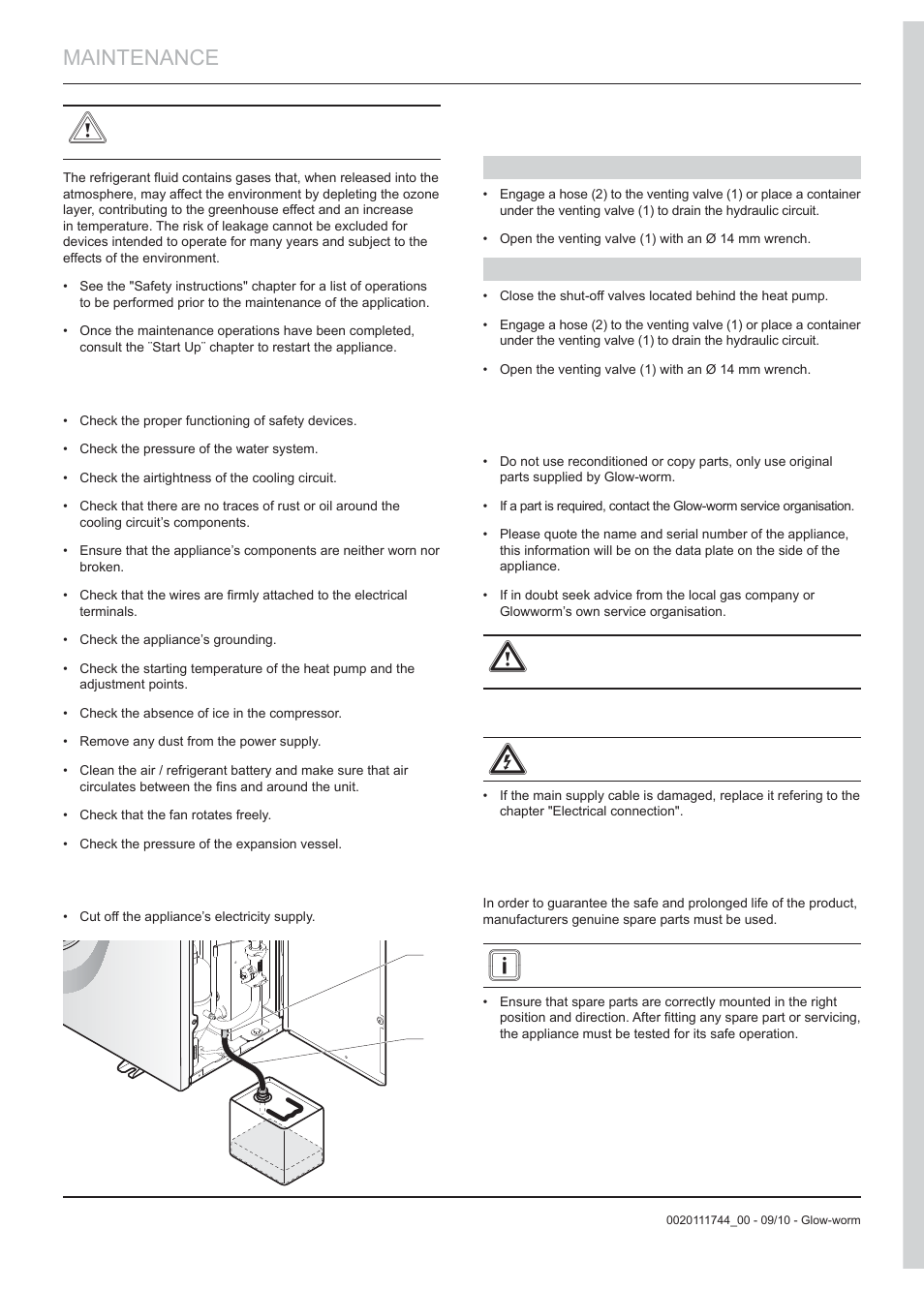Maintenance | Glow-worm Clearly Heat Pump 5 kW User Manual | Page 28 / 32