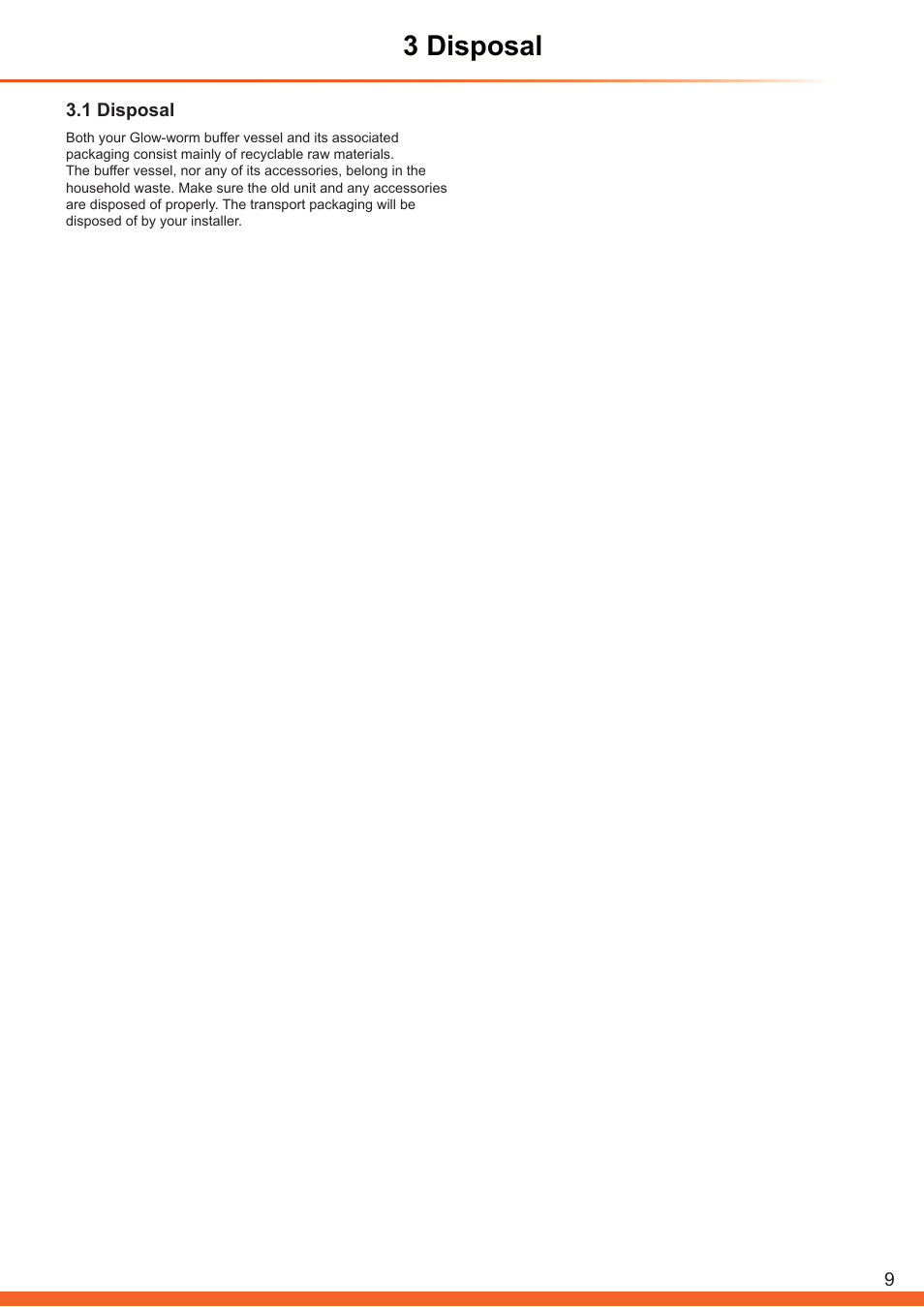 3 disposal | Glow-worm Clearly Heat Pump - Buffer Vessel User Manual | Page 9 / 10