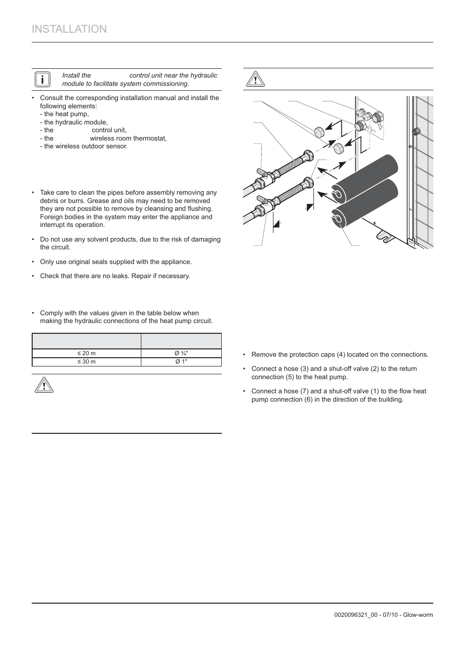 Installation, 5 hydraulic connection | Glow-worm Clearly Heat Pumps - Standalone Module System User Manual | Page 12 / 40