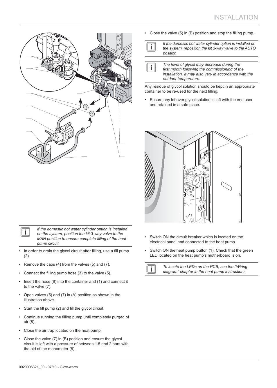 Installation, 8activating the heat pump | Glow-worm Clearly Heat Pumps - Standalone Module System User Manual | Page 21 / 40