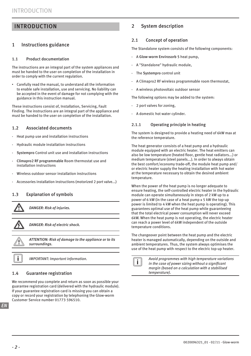 Introduction | Glow-worm Clearly Heat Pumps - Standalone System User Manual | Page 4 / 28
