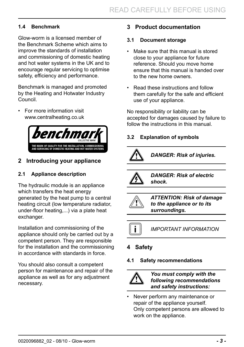 Read carefully before using | Glow-worm Clearly Hybrid - Compact Hydraulic Module User Manual | Page 5 / 12