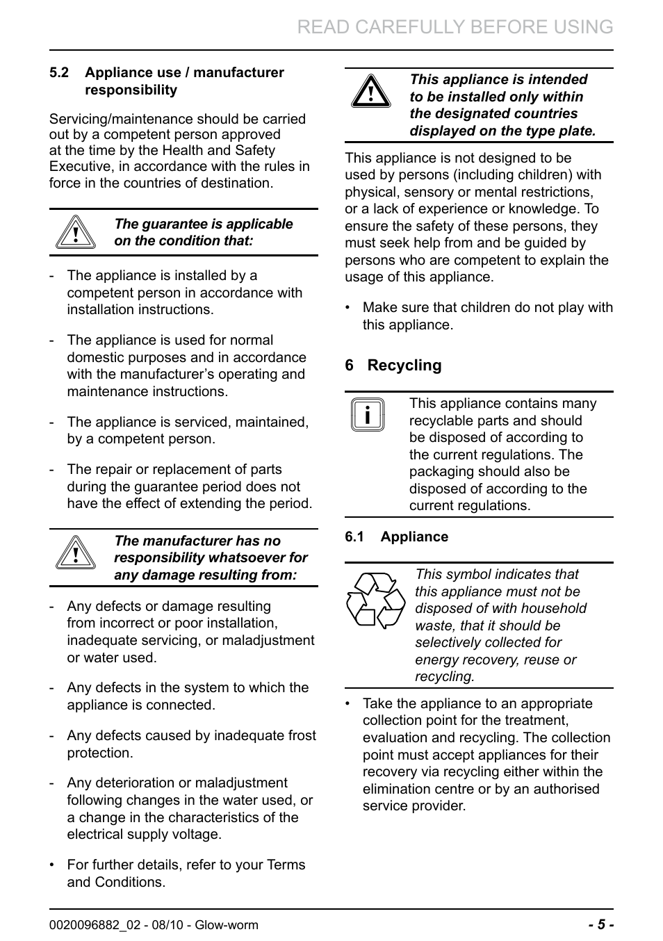 Read carefully before using | Glow-worm Clearly Hybrid - Compact Hydraulic Module User Manual | Page 7 / 12