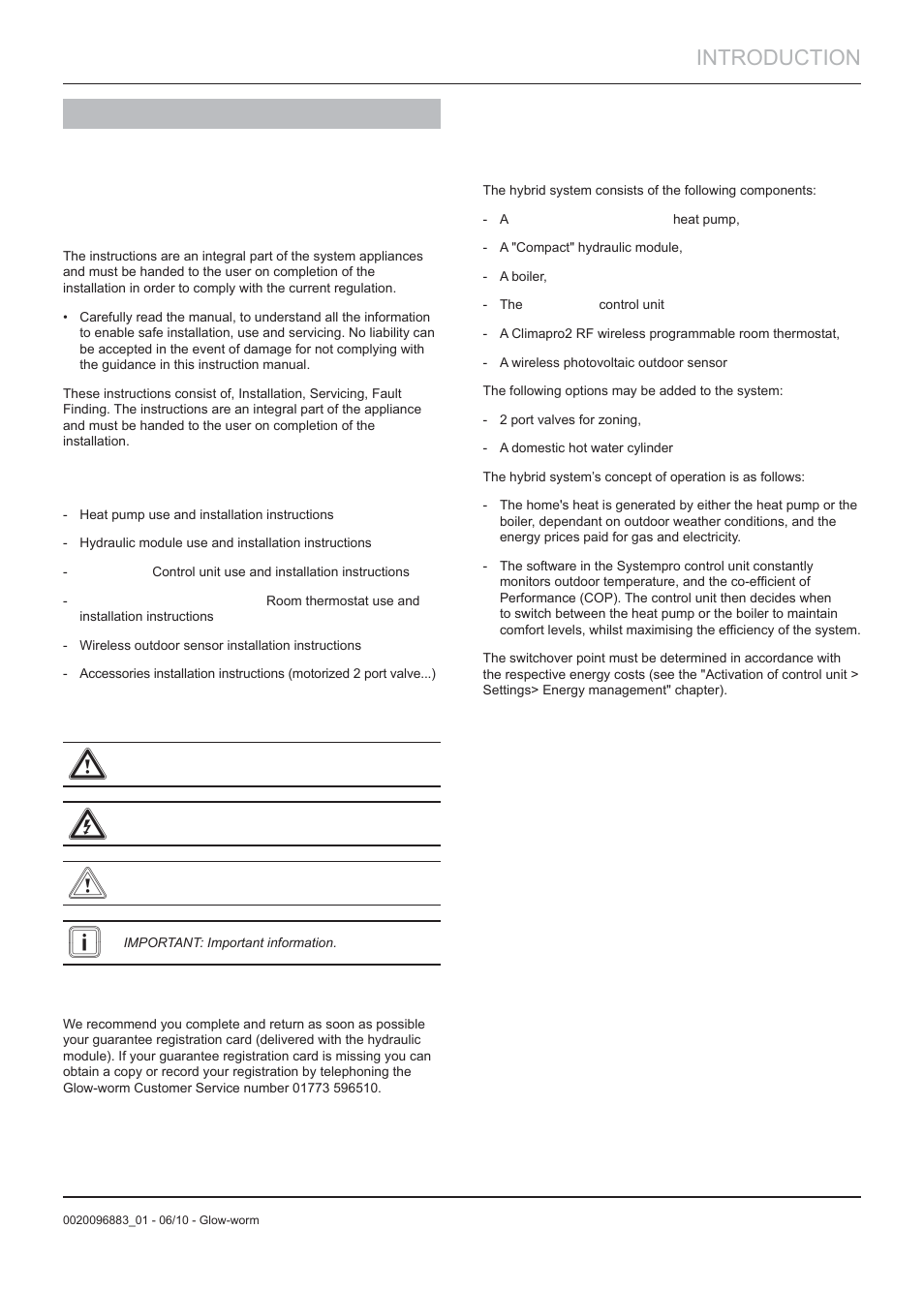 Introduction | Glow-worm Clearly Hybrid - Compact System User Manual | Page 5 / 36