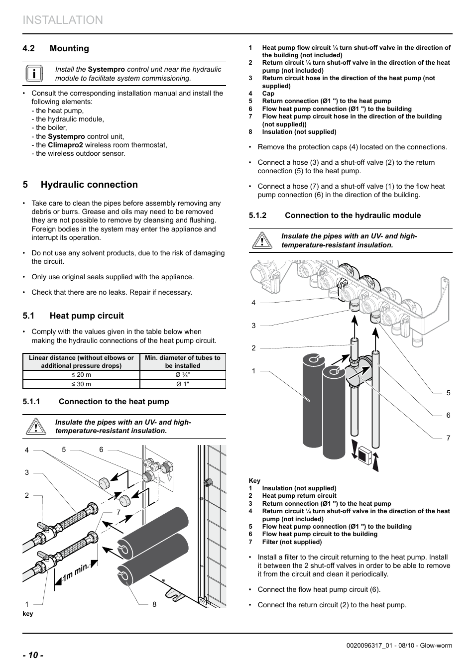 Installation, 5 hydraulic connection | Glow-worm Clearly Hybrid - Back-up Module System User Manual | Page 12 / 40