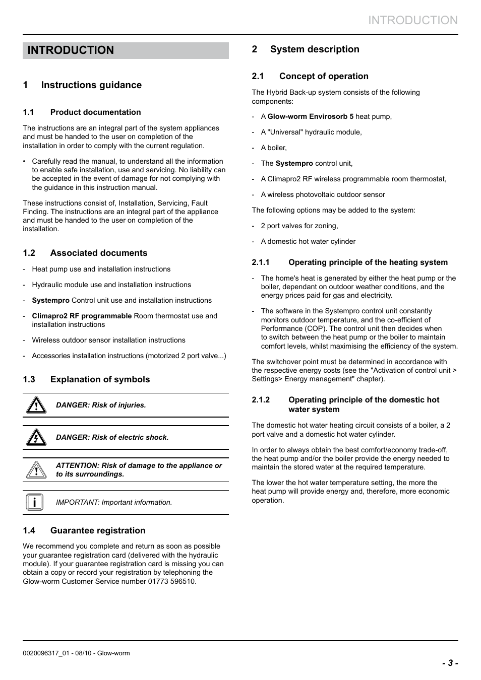 Introduction | Glow-worm Clearly Hybrid - Back-up Module System User Manual | Page 5 / 40