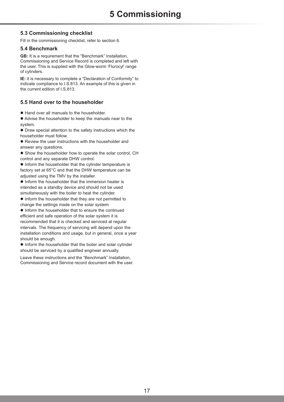 5 commissioning | Glow-worm Clearly Solar System Hydraulics User Manual | Page 17 / 28