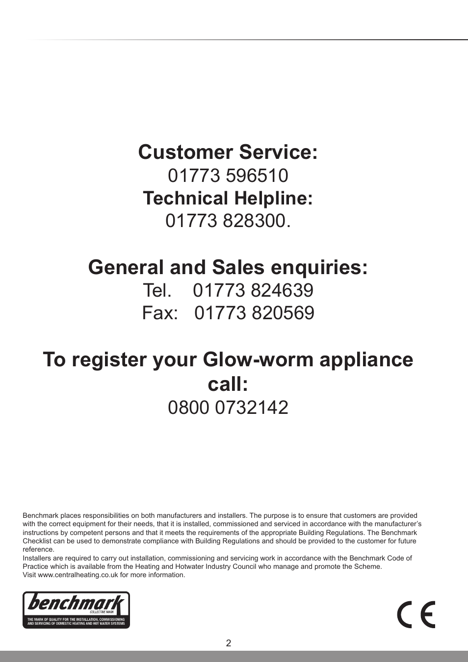 Customer service, General and sales enquiries | Glow-worm Clearly Solar System User Manual | Page 2 / 28