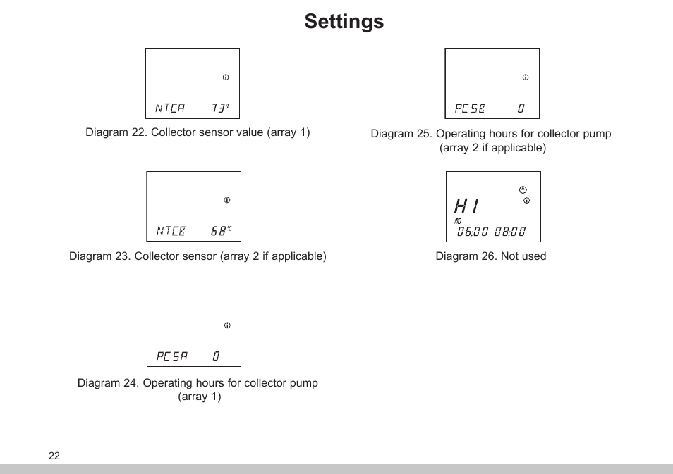 Settings | Glow-worm Clearly Solar Controller User Manual | Page 22 / 28