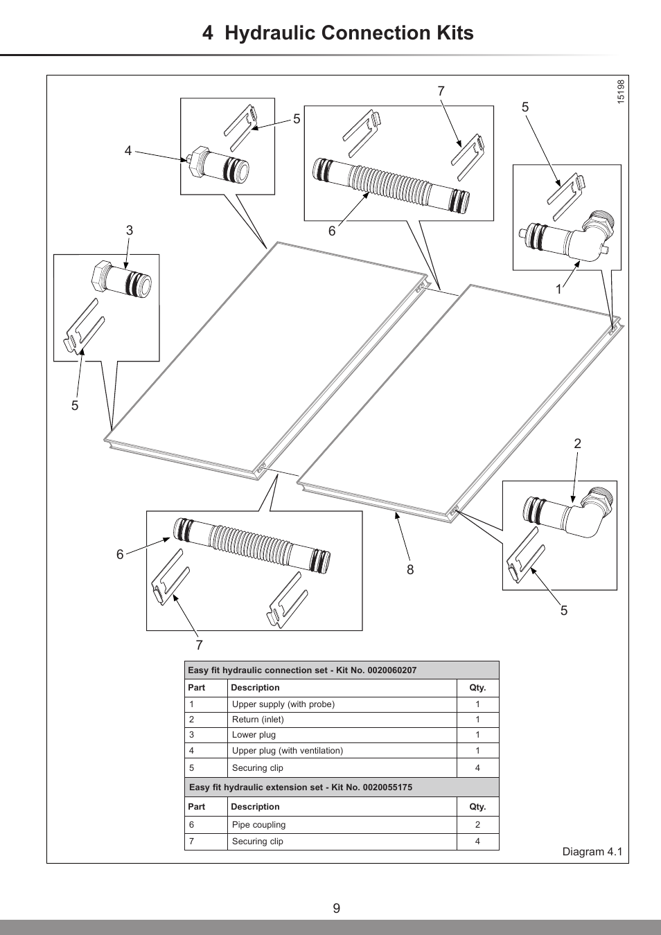 4 hydraulic connection kits | Glow-worm Clearly Solar Vertical On-Roof Collector User Manual | Page 9 / 16