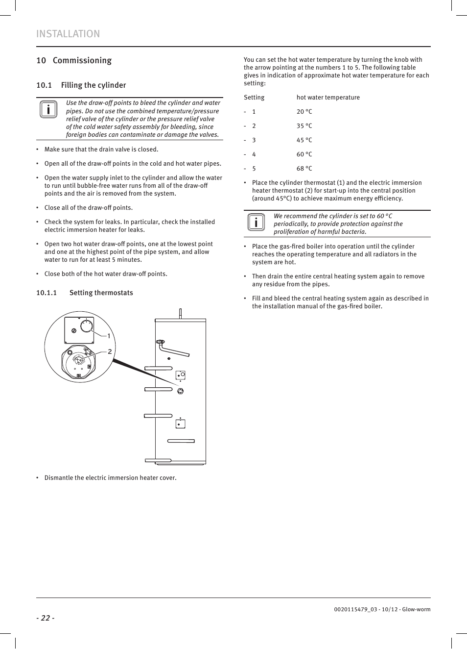 Installation, 10 commissioning | Glow-worm Clearly Solar Cylinders User Manual | Page 24 / 32