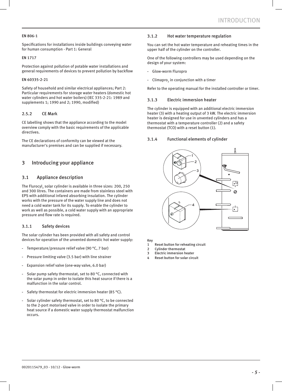 Introduction, 3 introducing your appliance | Glow-worm Clearly Solar Cylinders User Manual | Page 7 / 32