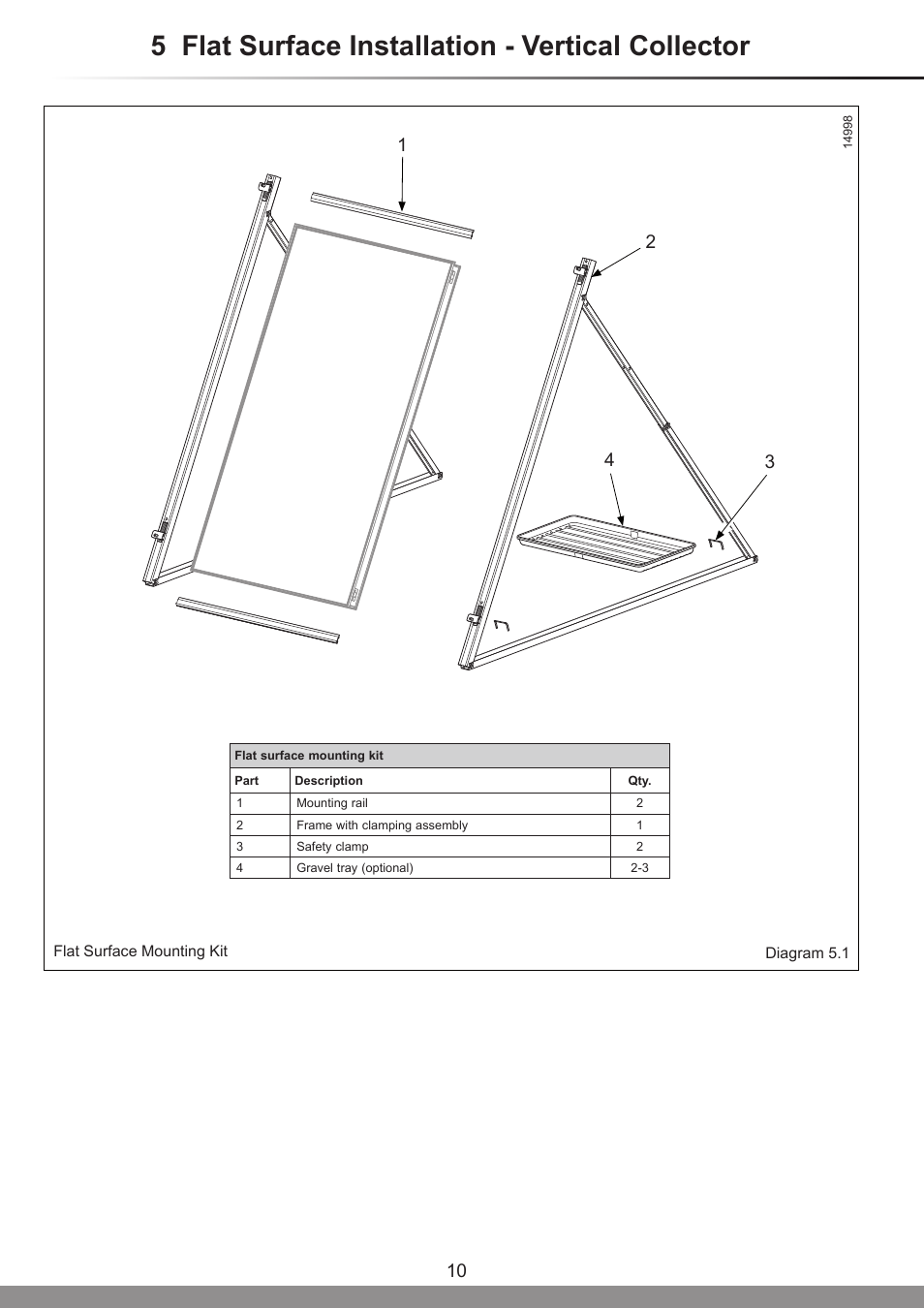 5 flat surface installation - vertical collector | Glow-worm Clearly Solar - A-Frame User Manual | Page 10 / 28